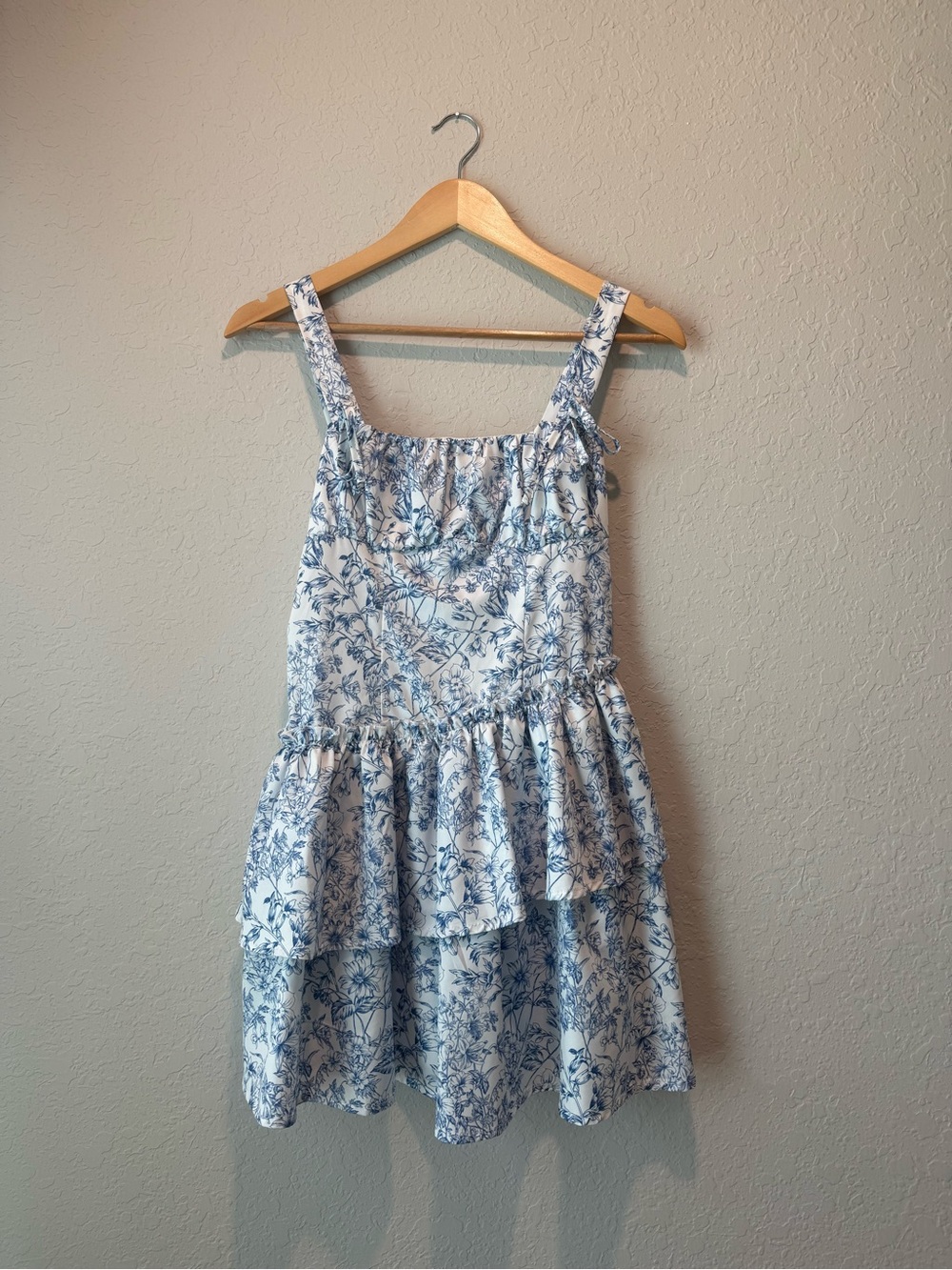Blue and white floral dress